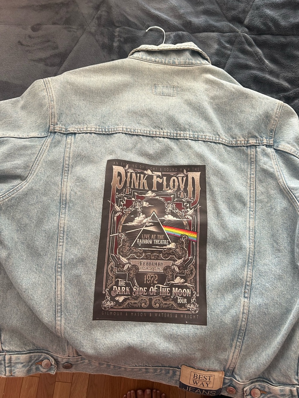 Pink Floyd Light Blue Denim Jacket with Back Tour Graphic from PARIS!!!!!